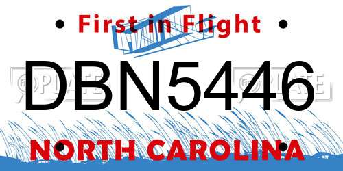DBN5446 North Carolina License Plate