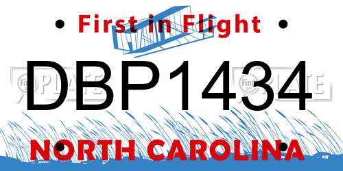 DBP1434 North Carolina License Plate