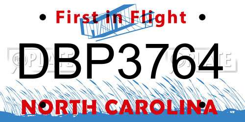 DBP3764 North Carolina License Plate