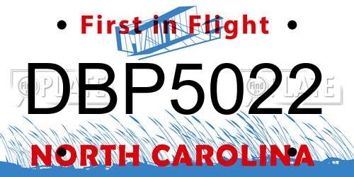 DBP5022 North Carolina License Plate