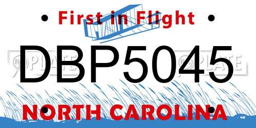 DBP5045 North Carolina License Plate