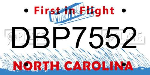 DBP7552 North Carolina License Plate