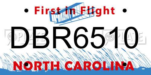 DBR6510 North Carolina License Plate