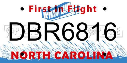 DBR6816 North Carolina License Plate
