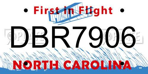 DBR7906 North Carolina License Plate