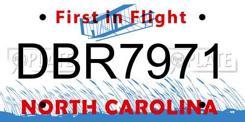 DBR7971 North Carolina License Plate