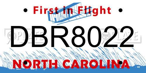 DBR8022 North Carolina License Plate