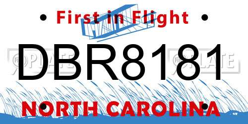 DBR8181 North Carolina License Plate