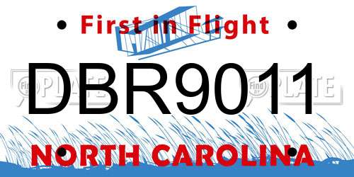 DBR9011 North Carolina License Plate