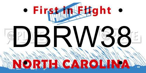 DBRW38 North Carolina License Plate