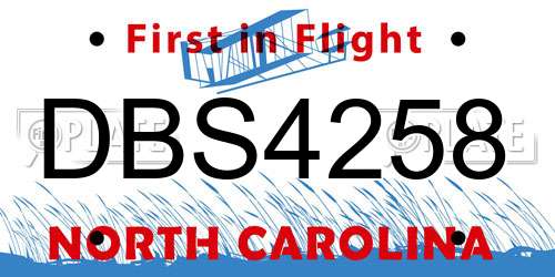 DBS4258 North Carolina License Plate