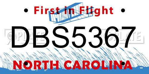 DBS5367 North Carolina License Plate