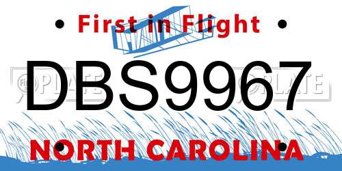 DBS9967 North Carolina License Plate
