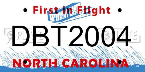 DBT2004 North Carolina License Plate