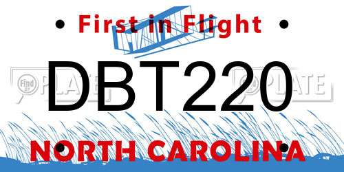 DBT220 North Carolina License Plate