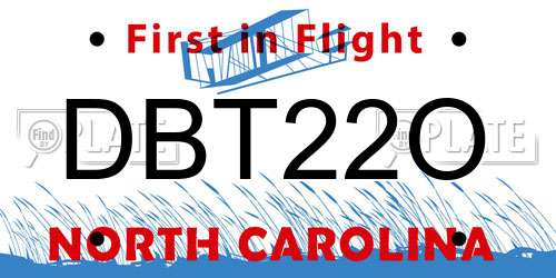 DBT22O North Carolina License Plate