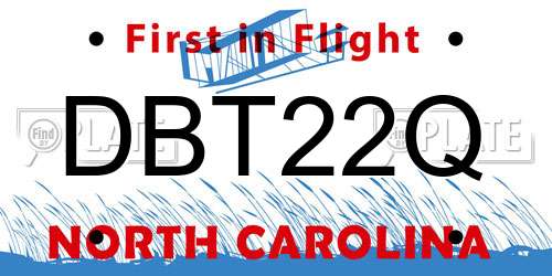 DBT22Q North Carolina License Plate
