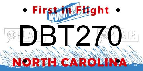 DBT270 North Carolina License Plate