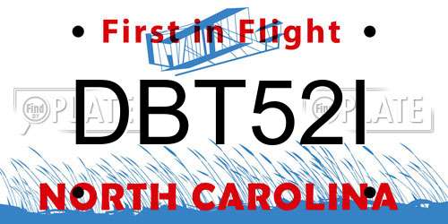 DBT52I North Carolina License Plate