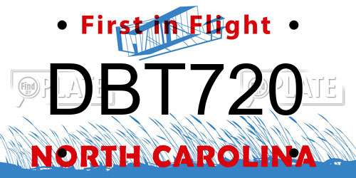 DBT720 North Carolina License Plate