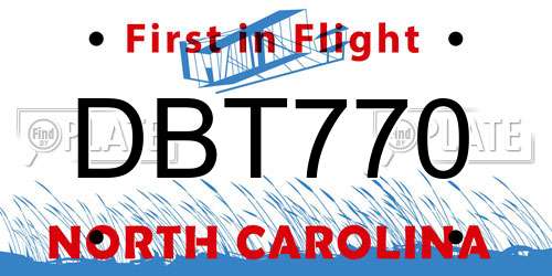 DBT770 North Carolina License Plate