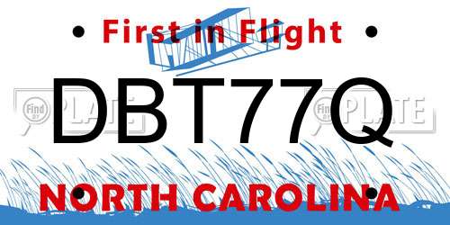 DBT77Q North Carolina License Plate