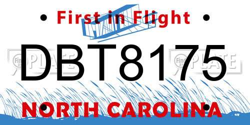DBT8175 North Carolina License Plate