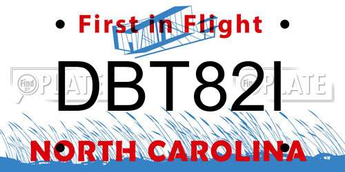 DBT82I North Carolina License Plate