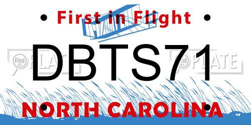 DBTS71 North Carolina License Plate