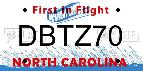 DBTZ70 North Carolina License Plate