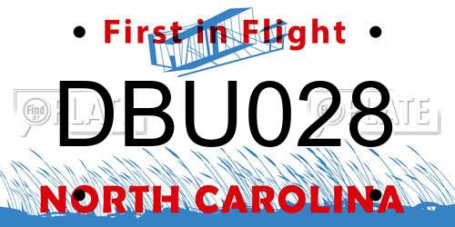 DBU028 North Carolina License Plate