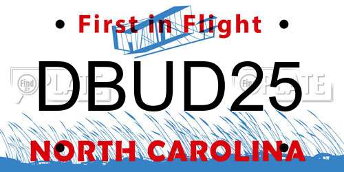 DBUD25 North Carolina License Plate