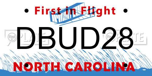 DBUD28 North Carolina License Plate