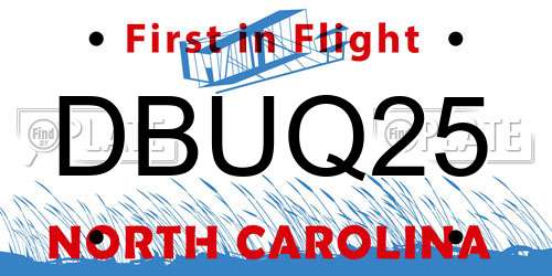DBUQ25 North Carolina License Plate