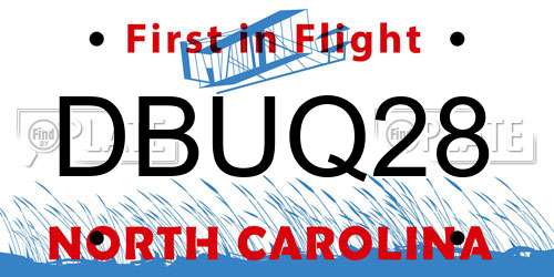 DBUQ28 North Carolina License Plate