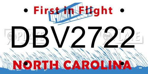 DBV2722 North Carolina License Plate