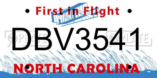 DBV3541 North Carolina License Plate