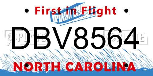 DBV8564 North Carolina License Plate