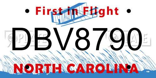 DBV8790 North Carolina License Plate