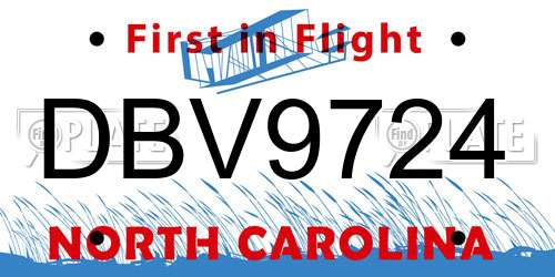 DBV9724 North Carolina License Plate