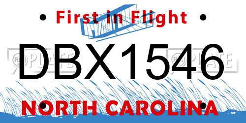 DBX1546 North Carolina License Plate