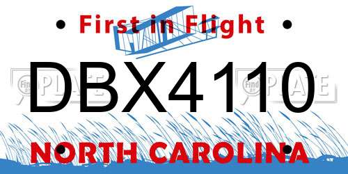 DBX4110 North Carolina License Plate