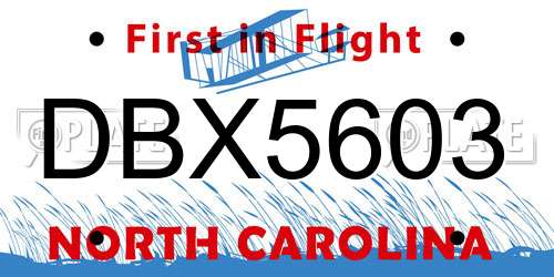 DBX5603 North Carolina License Plate