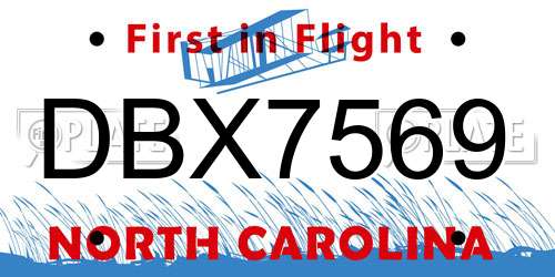 DBX7569 North Carolina License Plate