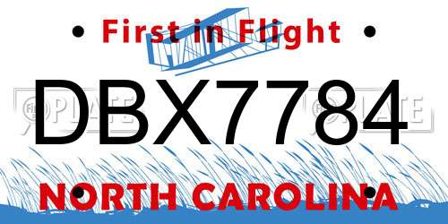 DBX7784 North Carolina License Plate