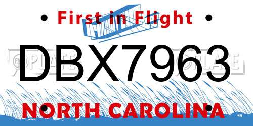 DBX7963 North Carolina License Plate