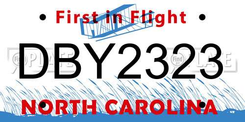 DBY2323 North Carolina License Plate