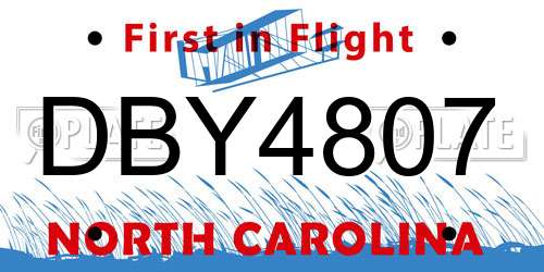 DBY4807 North Carolina License Plate