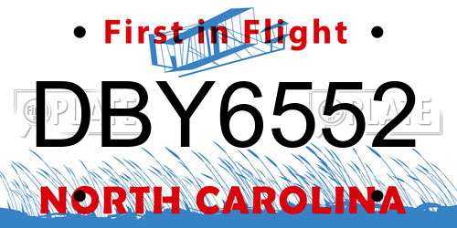 DBY6552 North Carolina License Plate