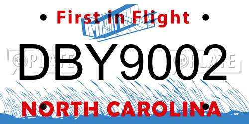 DBY9002 North Carolina License Plate